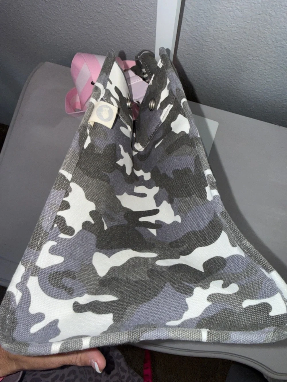 Quilted Koala Gray Camo Tote-Crossbody with Glitter Heart, and Pink Crossbody - Picture 12 of 14